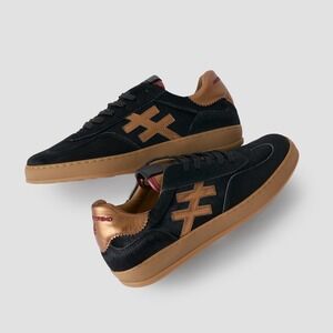 Another Trend Pony Hair Sneakers Black Bronze Size 8 New With Tags